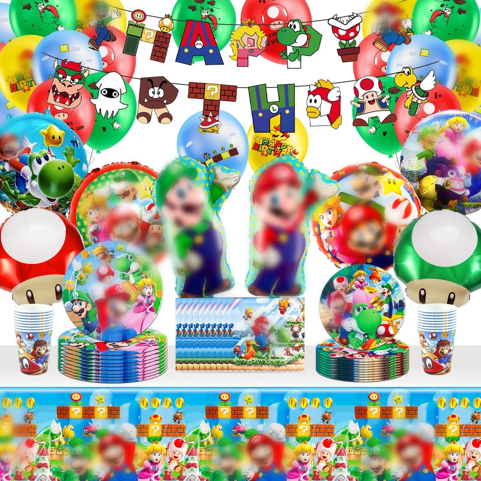 Party Supplies, 80 pcs Tableware Set, Decoration for Boys - Table Decorations - 80 pcs Include Cups Paper Plates and Napkins for Gamer Party