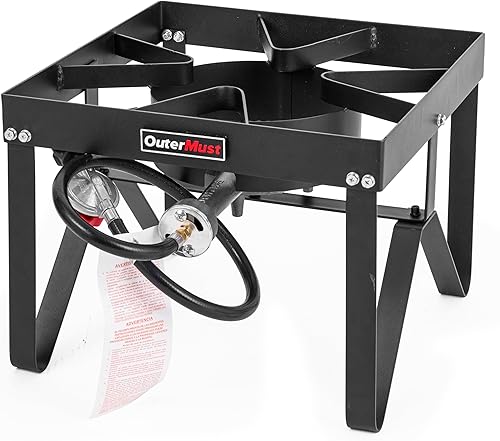 Miniatura 11 de Quemador de propano para estufa de gas con regulador y agujeros trenzados de hierro fundido (individual) para cocinar al aire libre, acampar y