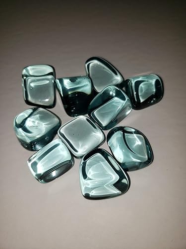 Miniatura 5 de 2 muestras de piedras preciosas de cristal curativo de obsidiana azul aguamarina óptica (hechas por el hombre) medio pulidas y pulidas, Piedras,
