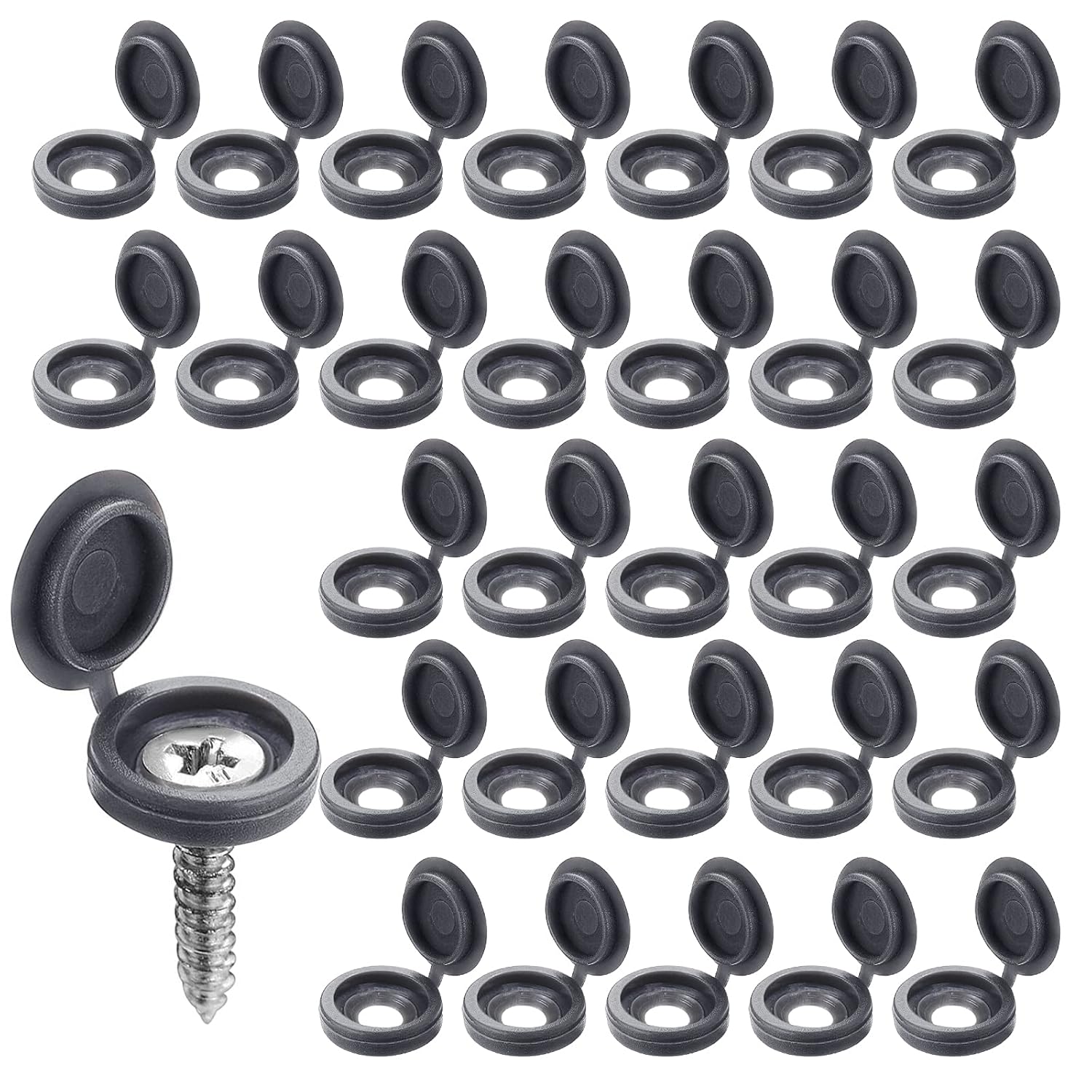 HAOSEA 200 Pcs Screw Cap Grey Screw Covers Caps Plastic Screw Caps