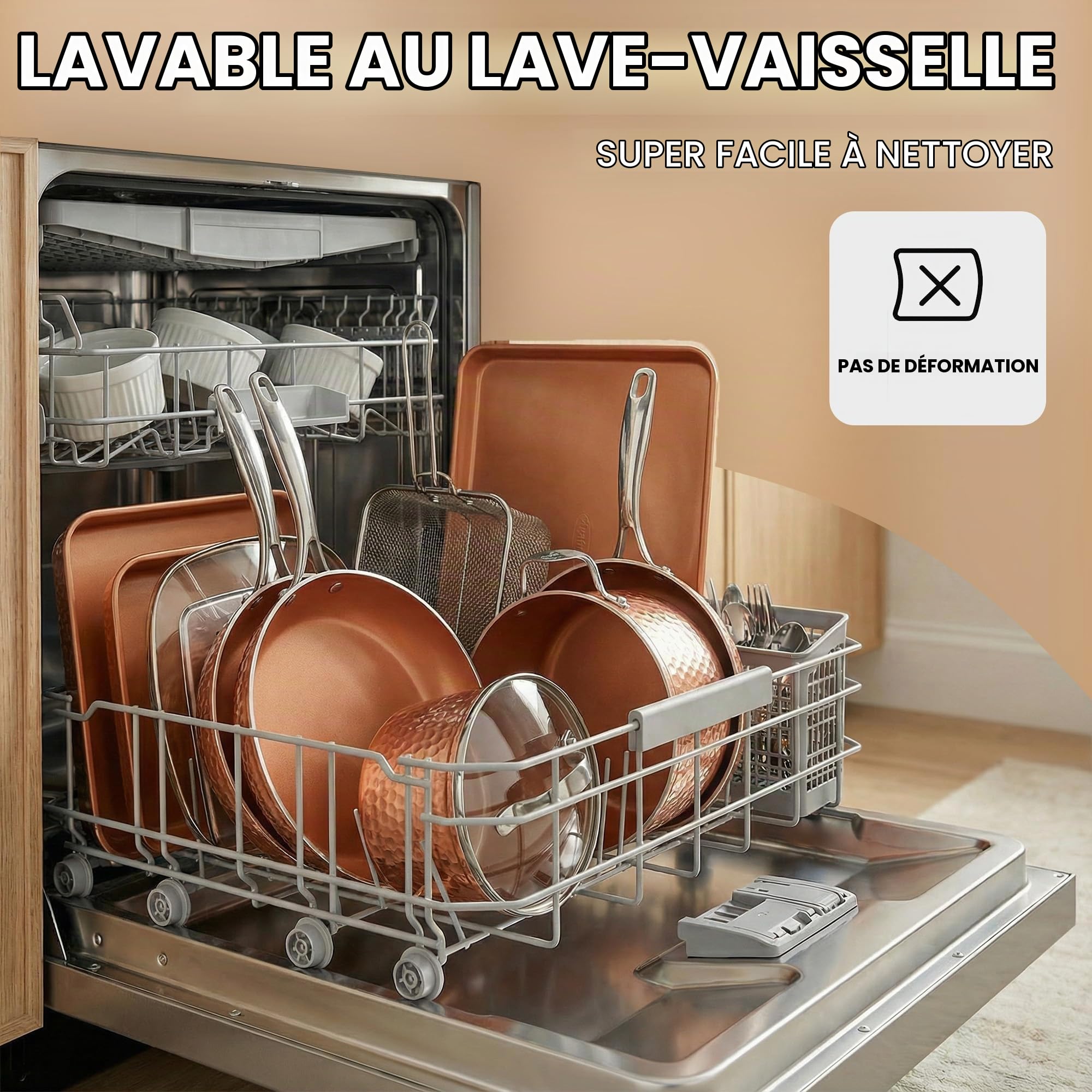 Collection Gotham Steel Hammered Copper — Ensemble de 20 ustensiles de cuisine et de cuisson de qualité supérieure avec revêtement en cuivre antiadhésif