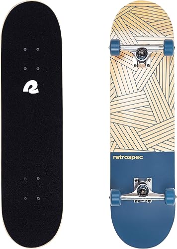 Retrospec Alameda - Patineta completa Cubierta de madera de arce canadiense con camiones de aleación de aluminio de 5.5 pulgadas para viajes,