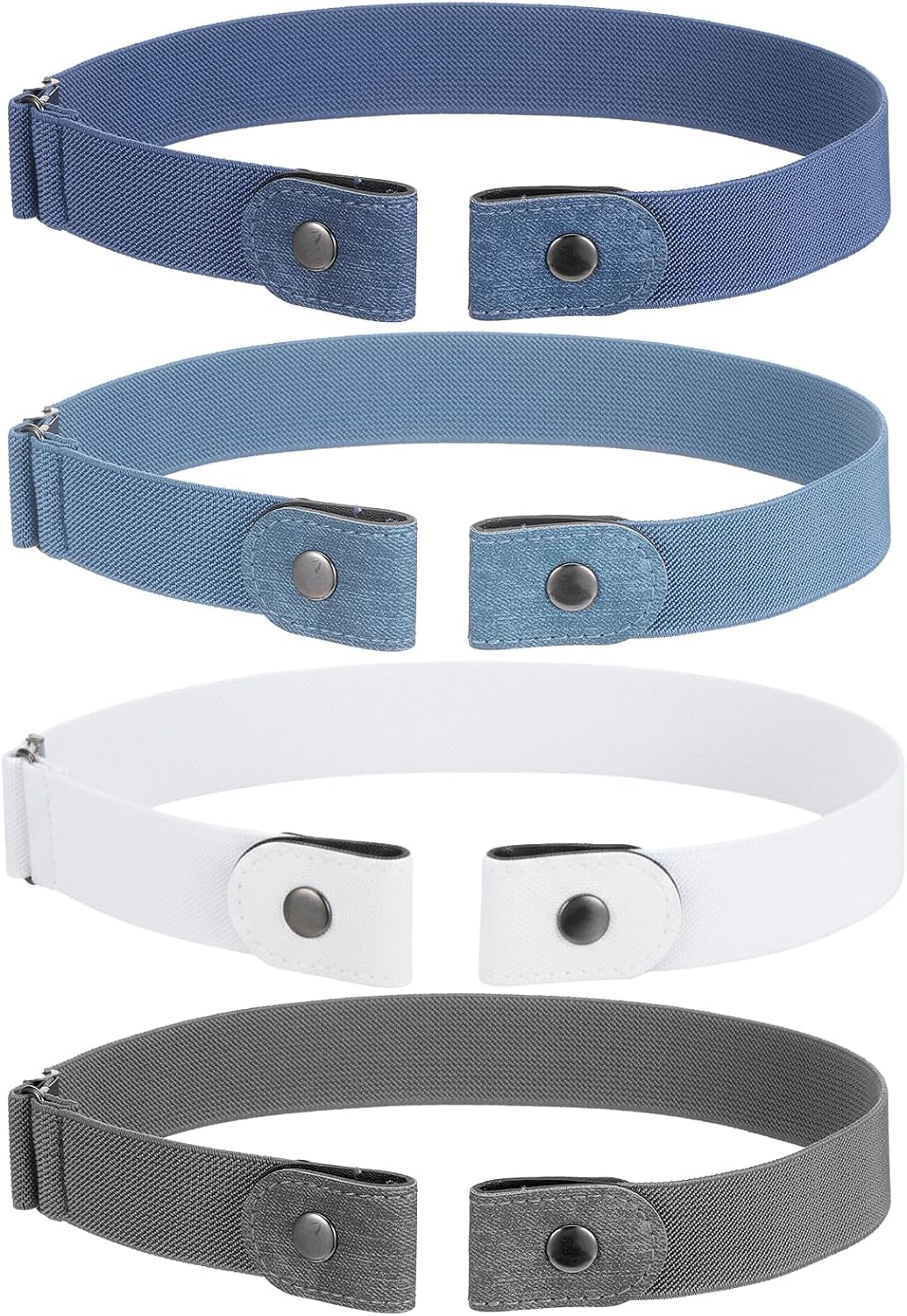 Nogeqi 4pcs No Buckle Belt for Kids, Elastic Buckleless Belt Adjustable Buckle Free Belts for Girls Boys Toddler Jeans Pants Skirts Causal