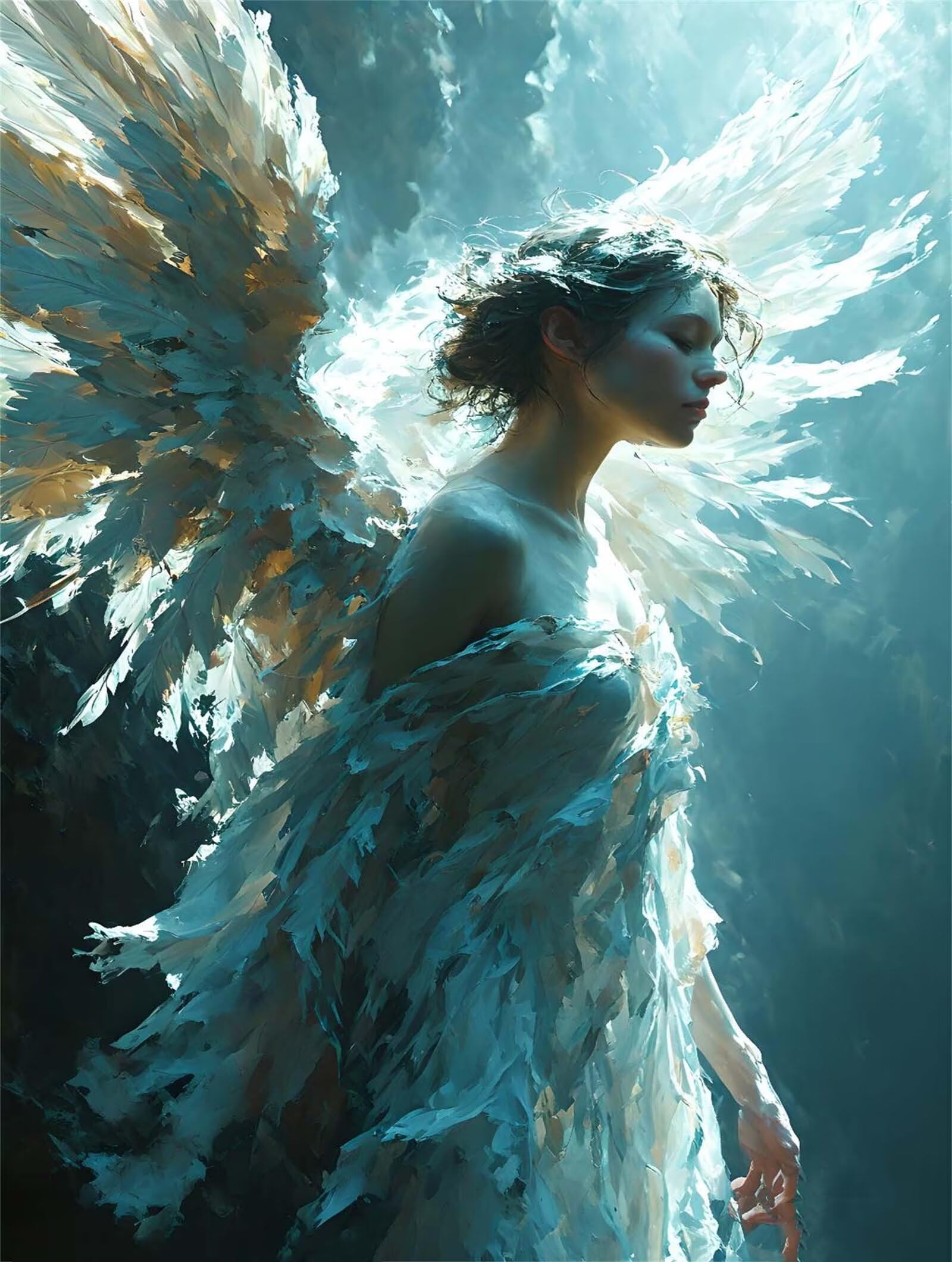 抽象的なテクスチャーアート作品天使の絵