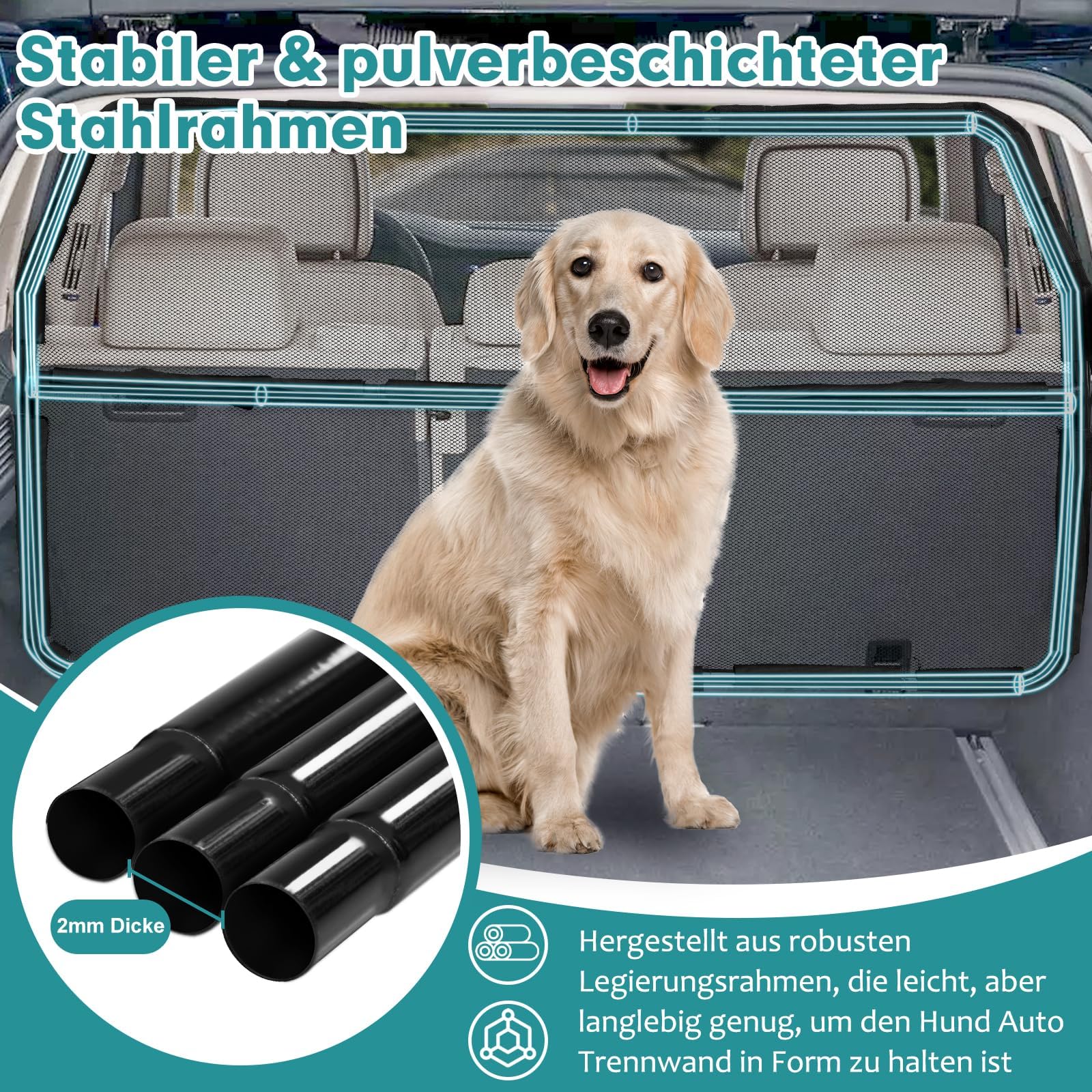 Snagle Paw Grille pour chien de voiture, 127 cm de large