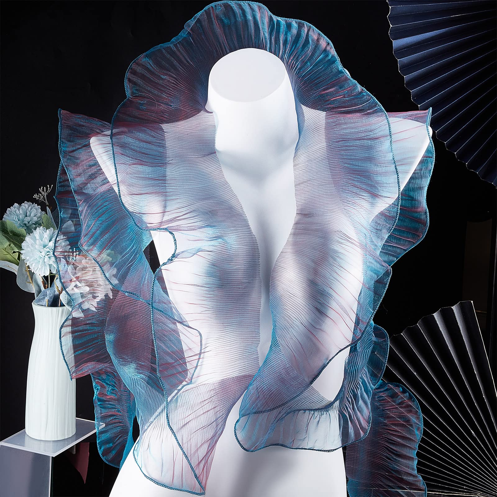 GORGECRAFT 10 Yards Ruffled Lace Trims Organza Pleated Fabric Trim Tulle Border Retro Chiffon Trimmings Decorative Applique for Sewing DIY Wedding Dress Craft Home Decor, Thistle