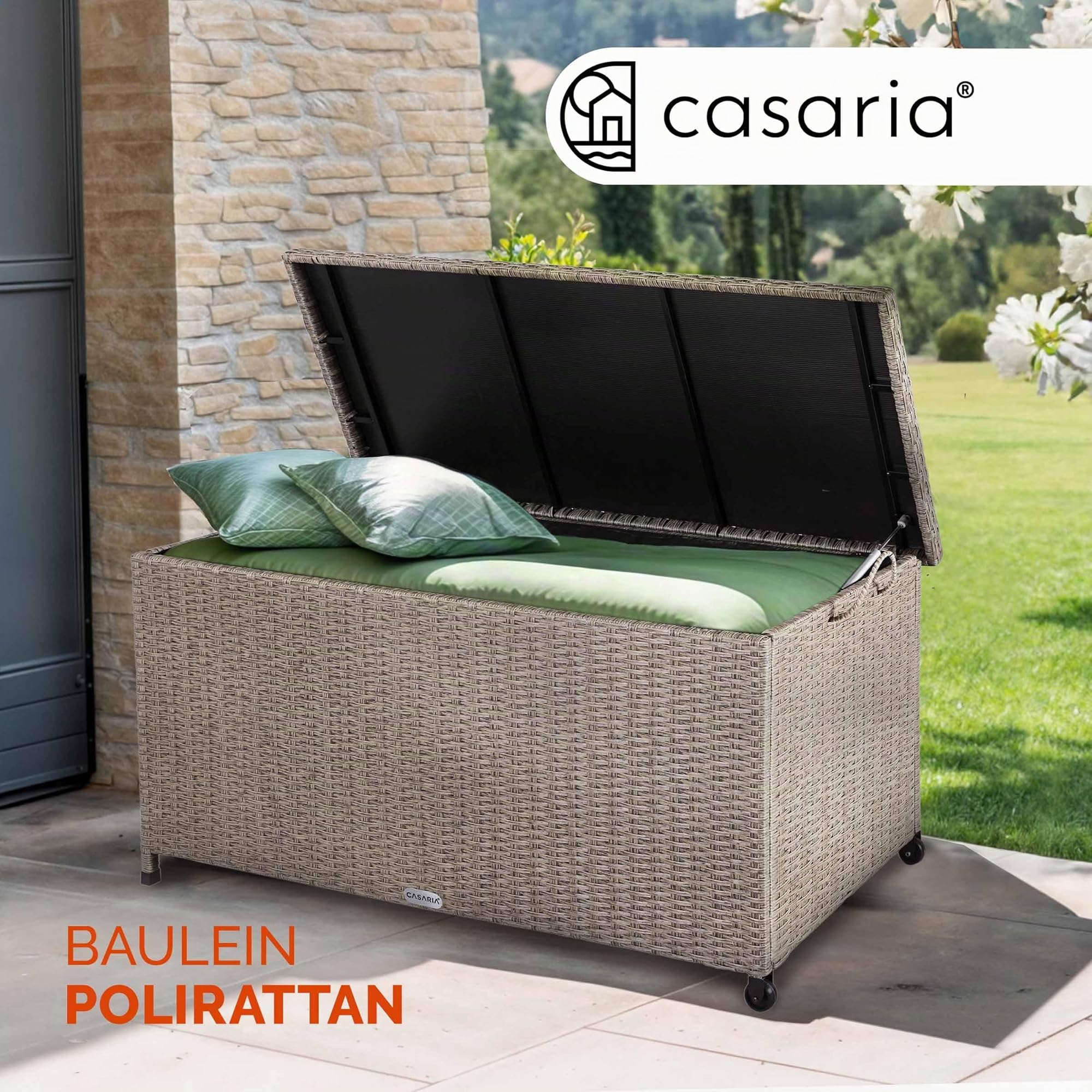 Casaria® Baule Giardino XXL 117x53x60cm Ruote 270L Salvaspazio Impermeabile Resistente Cassettone Contenitore Esterno