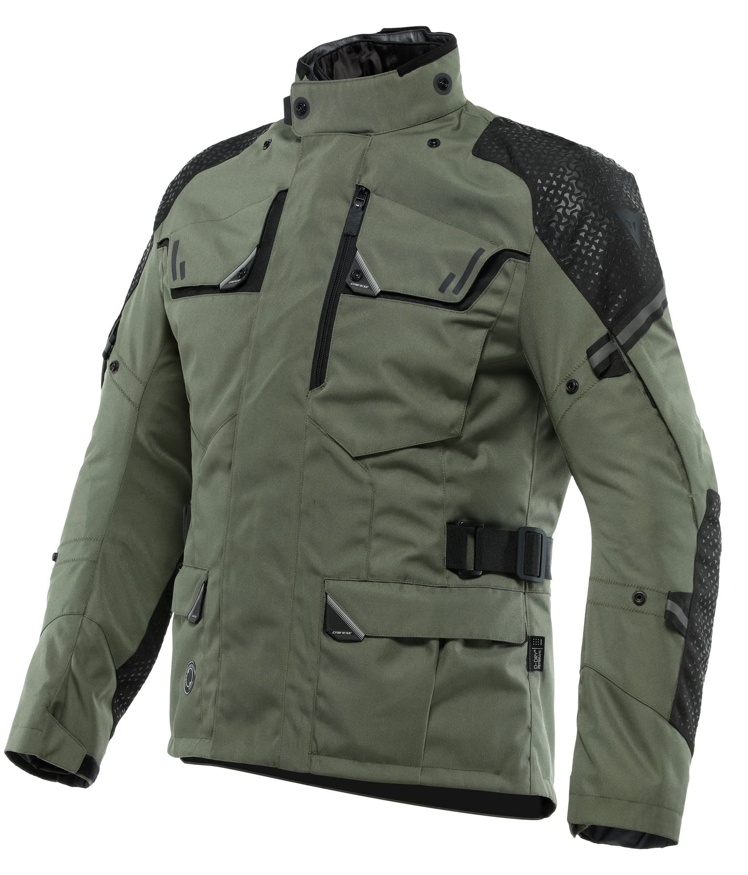 Dainese - Ladakh 3L D-Dry Jacket, Waterproof Motorcycle Touring Jacket, Protections On Shoulders And Elbows, 4 Seasons, Motorcycle Jacket For Men, Military Green/Black, 54