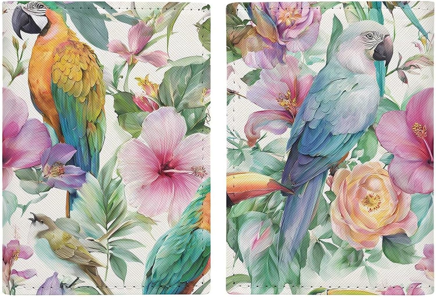 Parrots Macaws Toucans Tropical Foliage Compact Passport Holder Cover Card Wallet