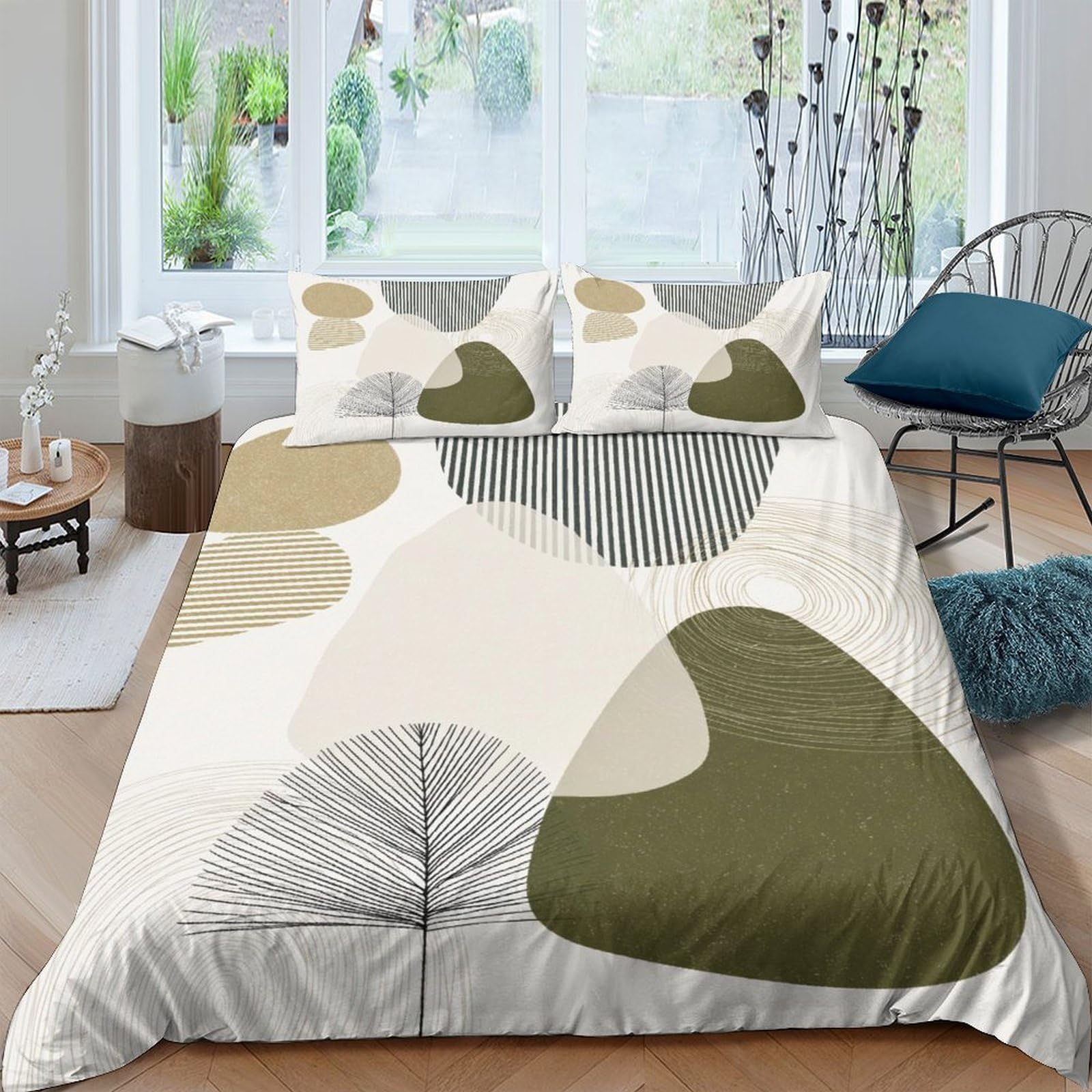 Ctjqhvkz Style-6 3D Printed Abstract Earth Tones Fitted Sheet Microfiber Soft Breathable Organic Shapes Bed Cover Bedroom Decor Single（135X200cm）