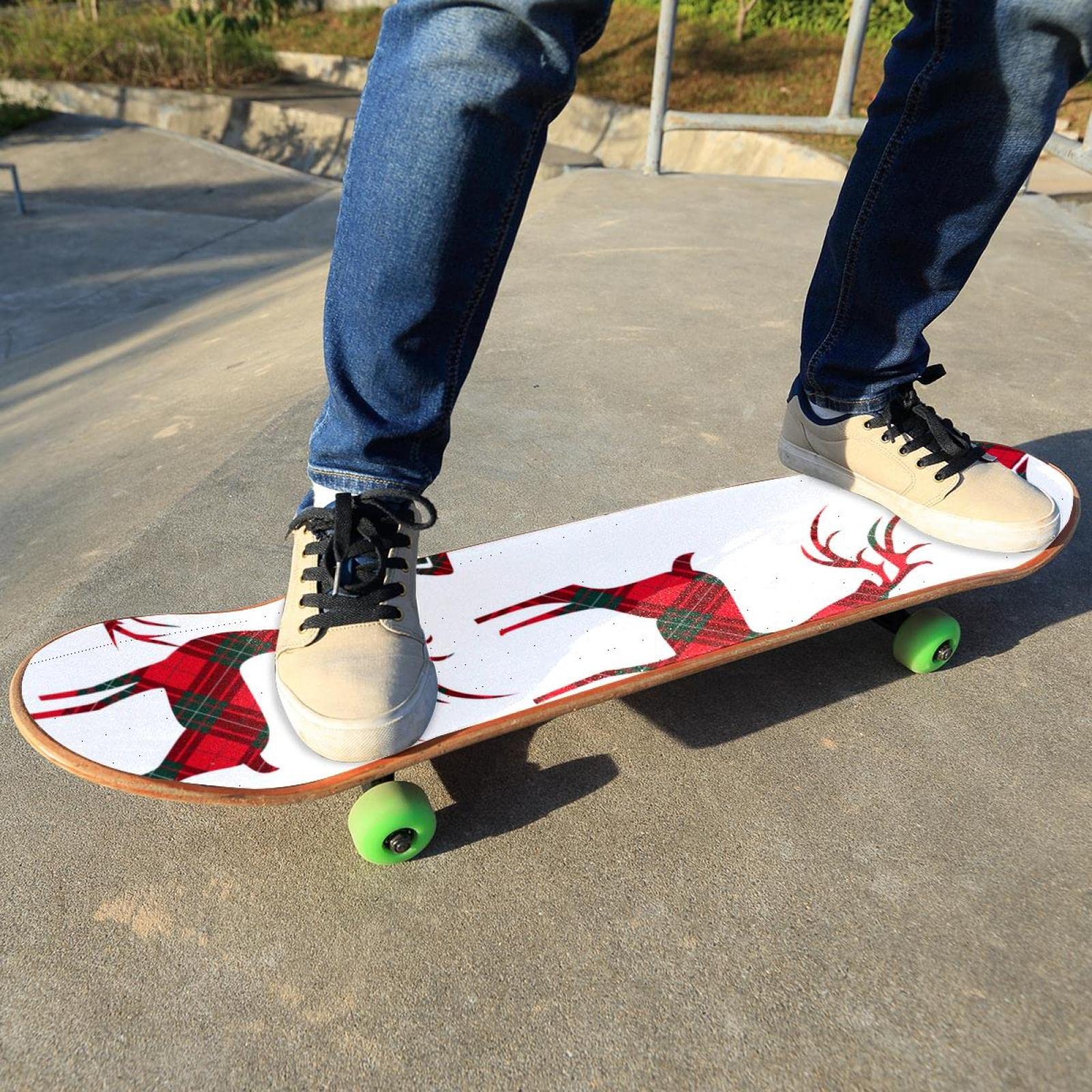 Red Plaid Deer Skateboard-Griptape Bogen Schleifpapier Longboard Aufkleber Roller Deck Sandpapier