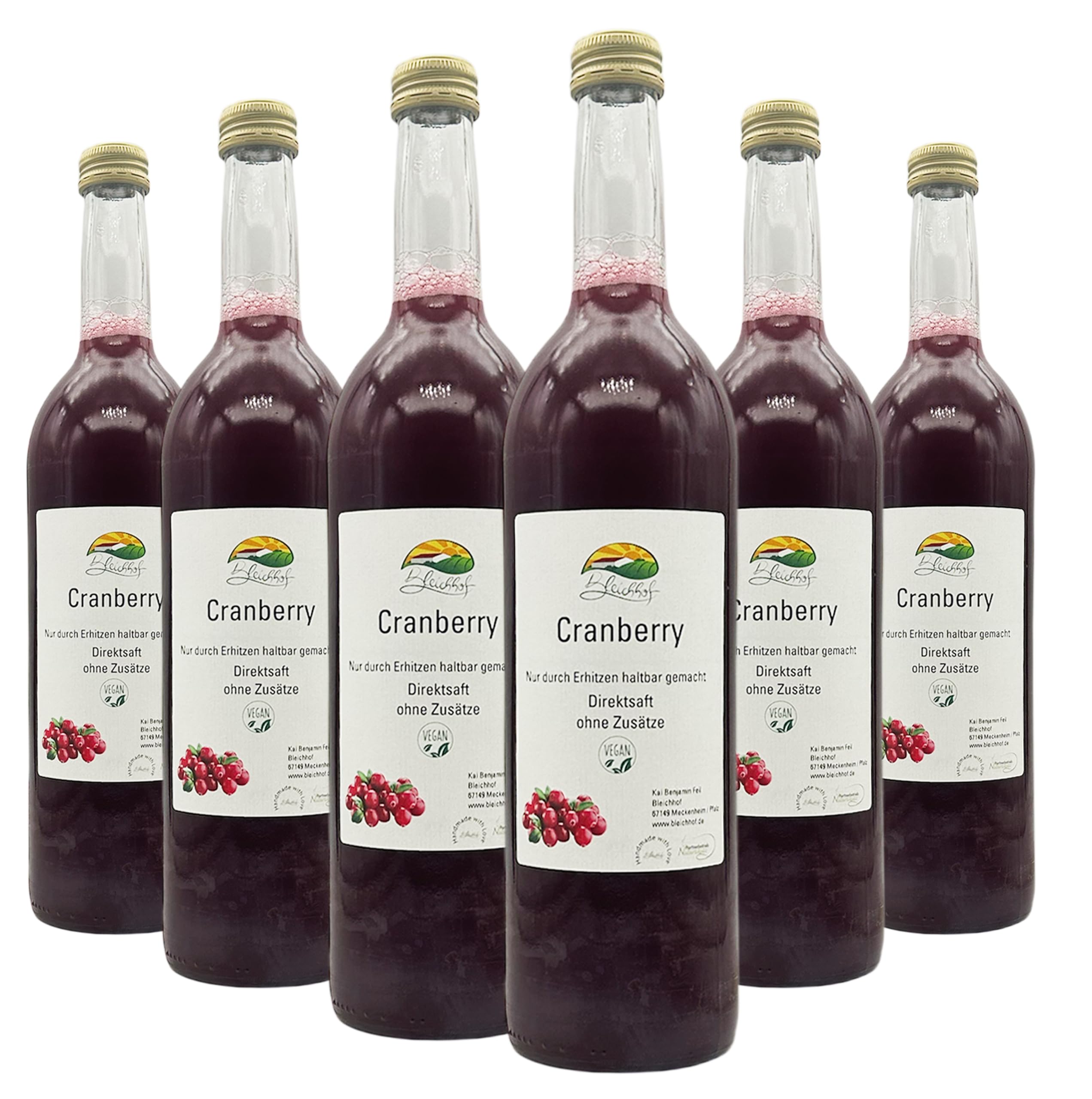 BLEICHHOF® Cranberrysaft - Direktsaft, vegan (6x0,72L)