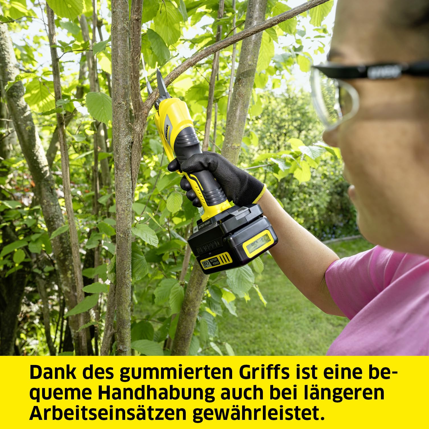 Kärcher Akku-Astschere TLO 2-18, Bürstenmotor, Bypassklinge, Schnittstärke: bis zu 2,5 cm, bis zu 1.400 Schnitte je Akkuladung, verwendbar mit dem Kärcher 18 V Akku, ohne Akku und Ladegerät