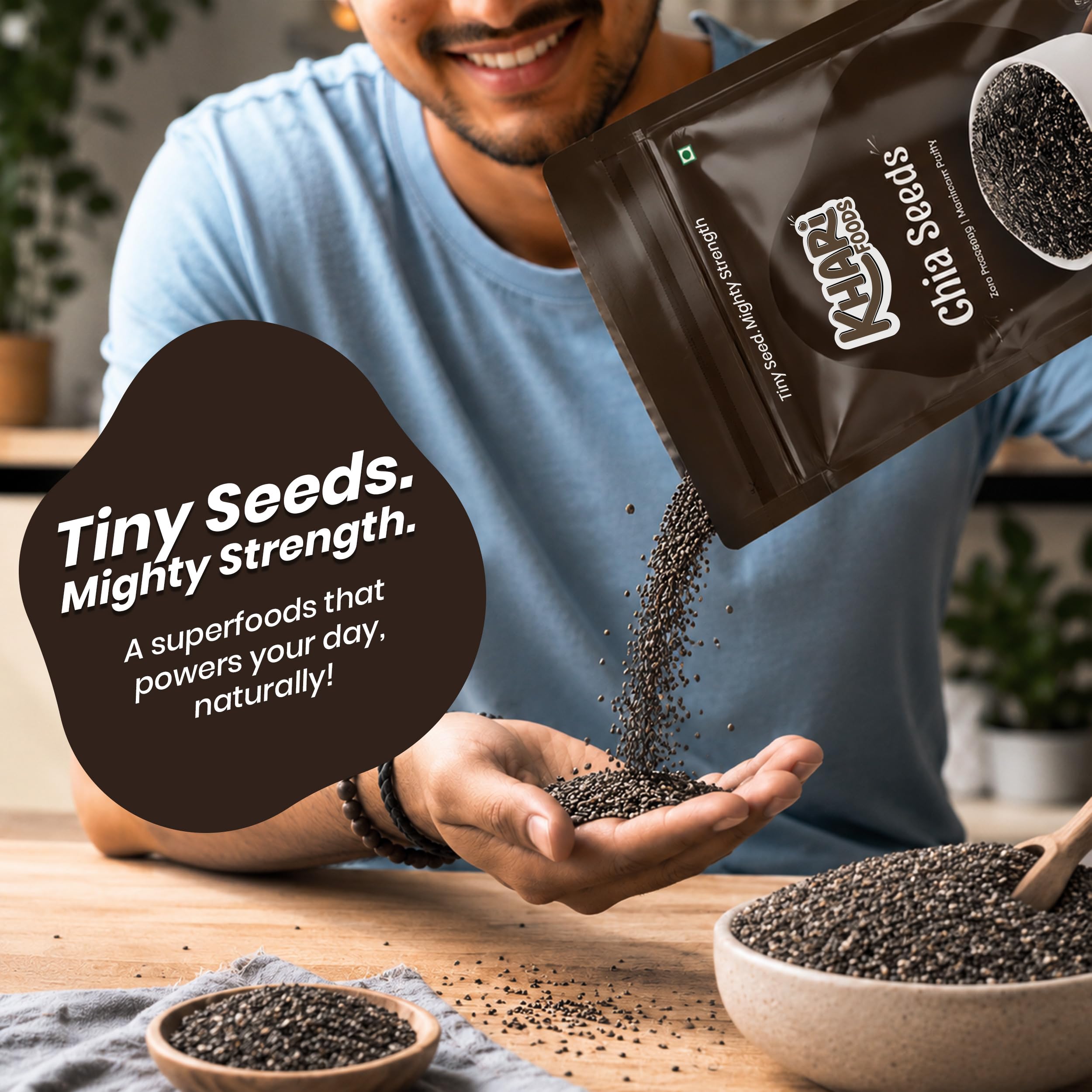 Khari Foods Chia Seeds for Weight Loss 200g | Rich in Omega 3 Fats & Fibre | Healthy Snacks for Guilt Free Binge 3