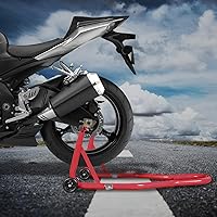 Vista 7 de Caballete para motocicleta con soporte trasero combo para elevación de ruedas, capacidad de 500 libras, soporte de paddock con bobina para brazo