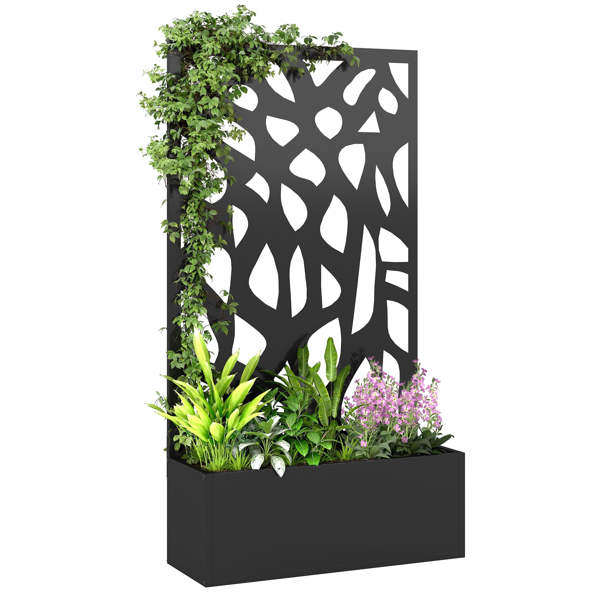 Outsunny Metal Raised Garden Bed with Trellis - 116 x 61 x 23cm