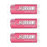 Vista 1 de Hurraw! Bálsamo labial de sandía, paquete de 3: orgánico, certificado vegano, sin crueldad y sin gluten. Sin OMG, ingredientes 100% naturales. Sin