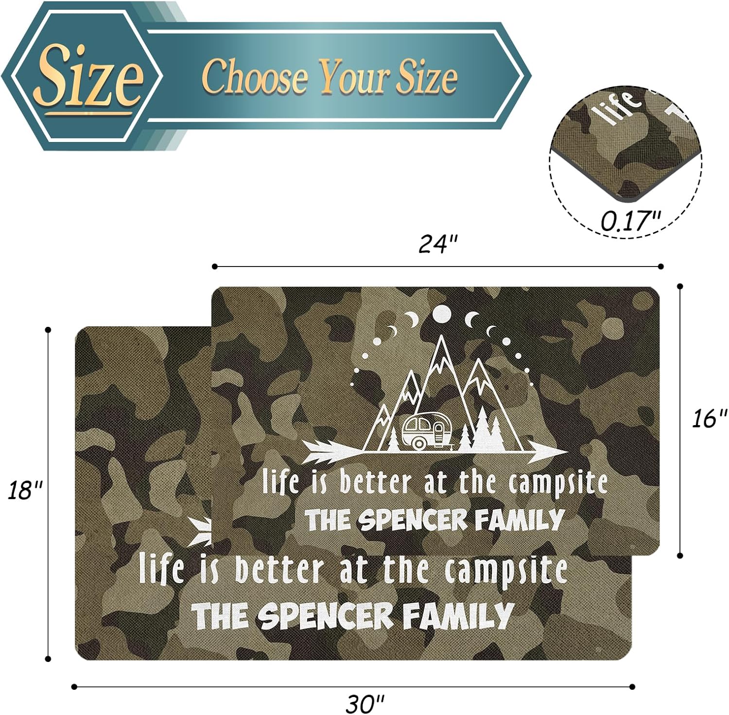 Personalized Camping Door Mat with Name for Camper, Camping Outdoor Door Mat Personalized, Custom Name in Rv Doormats for Camping Lovers, Personalized Camping Door Mat with Name for Rv