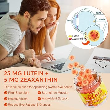 Lutein and Zeaxanthin Supplements Gummies 25mg Vitamins A, C, E, Bilberry