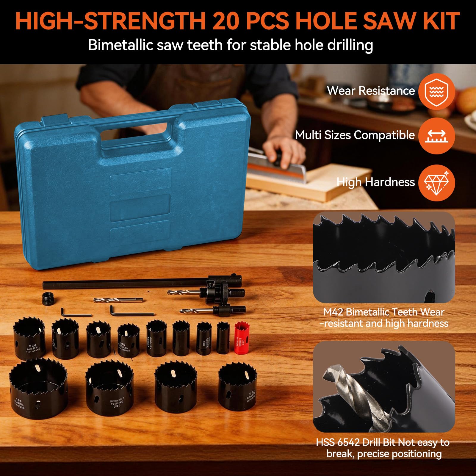Coffret Scie Cloche Bi‑métal 20 PCS Ø19–76 mm
