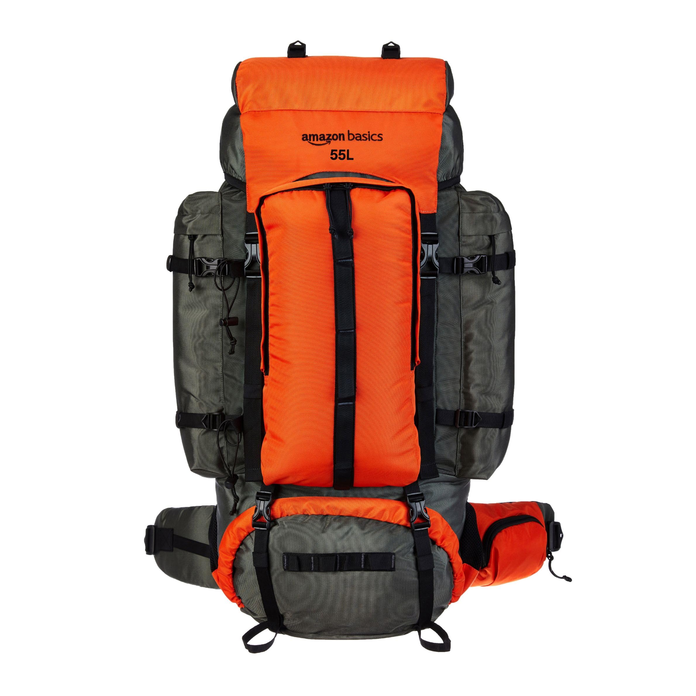 Internal Frame Hardback Hiking Bag with Rain Cover | Trekking | Travel Bag for Men & Women |Waterproof | Camping Rucksack | 55 Litres (Orange)-image-46
