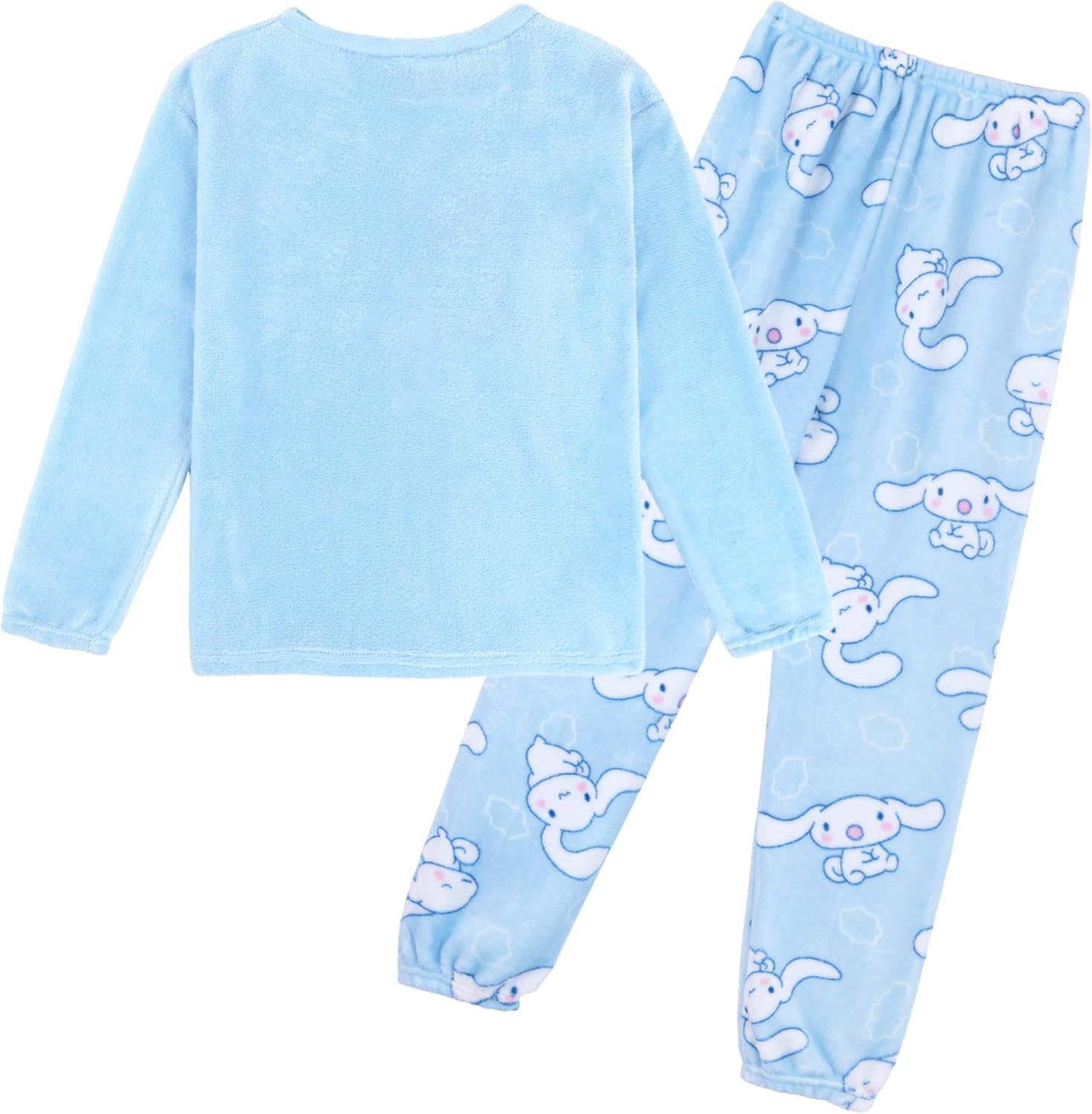Cartoon Fluffy Pajamas Set for Petite Women Fleece Pullover Pants 2 Piece Pj Set Long Sleeve Sleepewear Lounge Sets