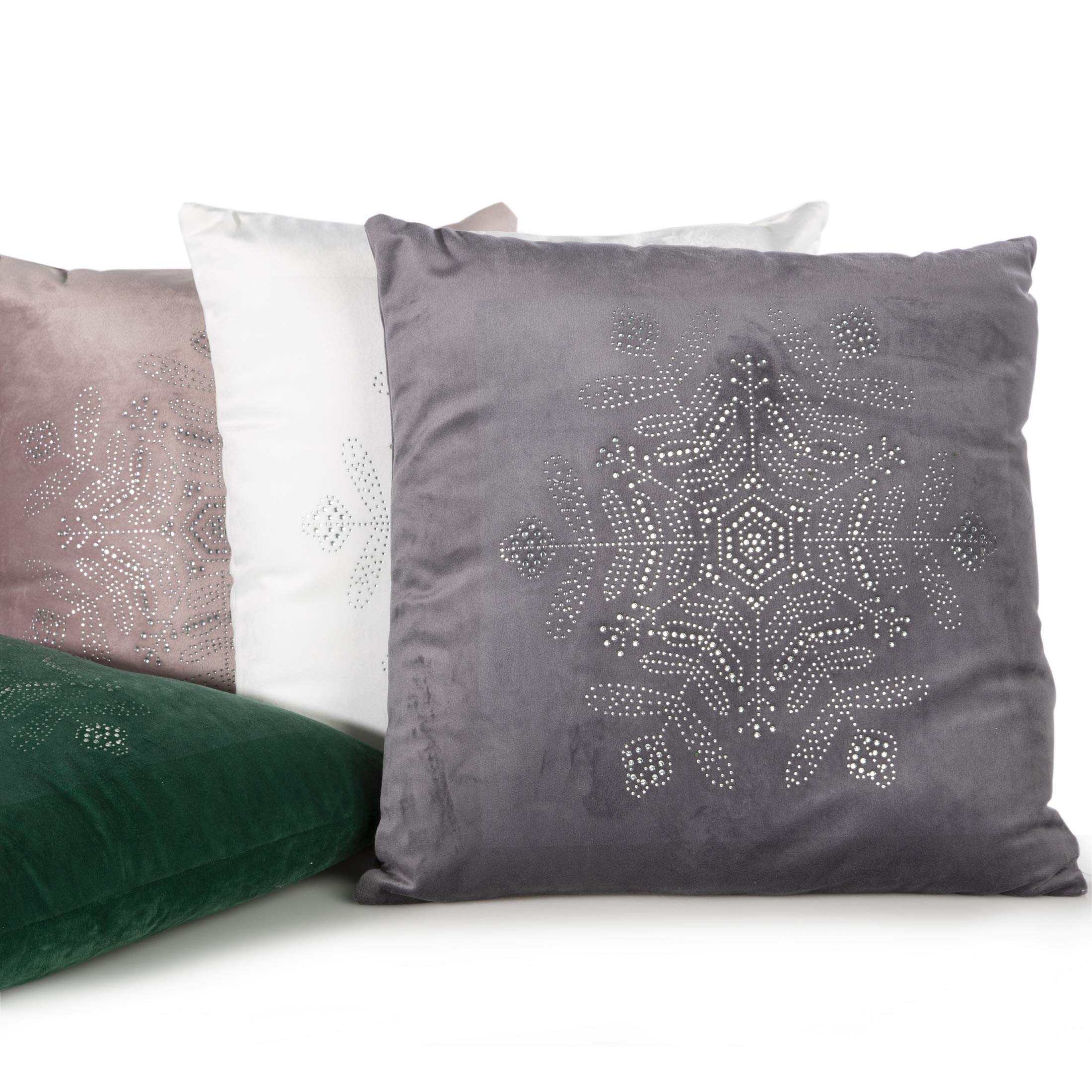 Eurofirany Federe Per Cuscini Natalizi – Fiocchi Di Neve – Set Da 2 Pezzi – 40x40 Cm – 100% Poliestere Morbido
