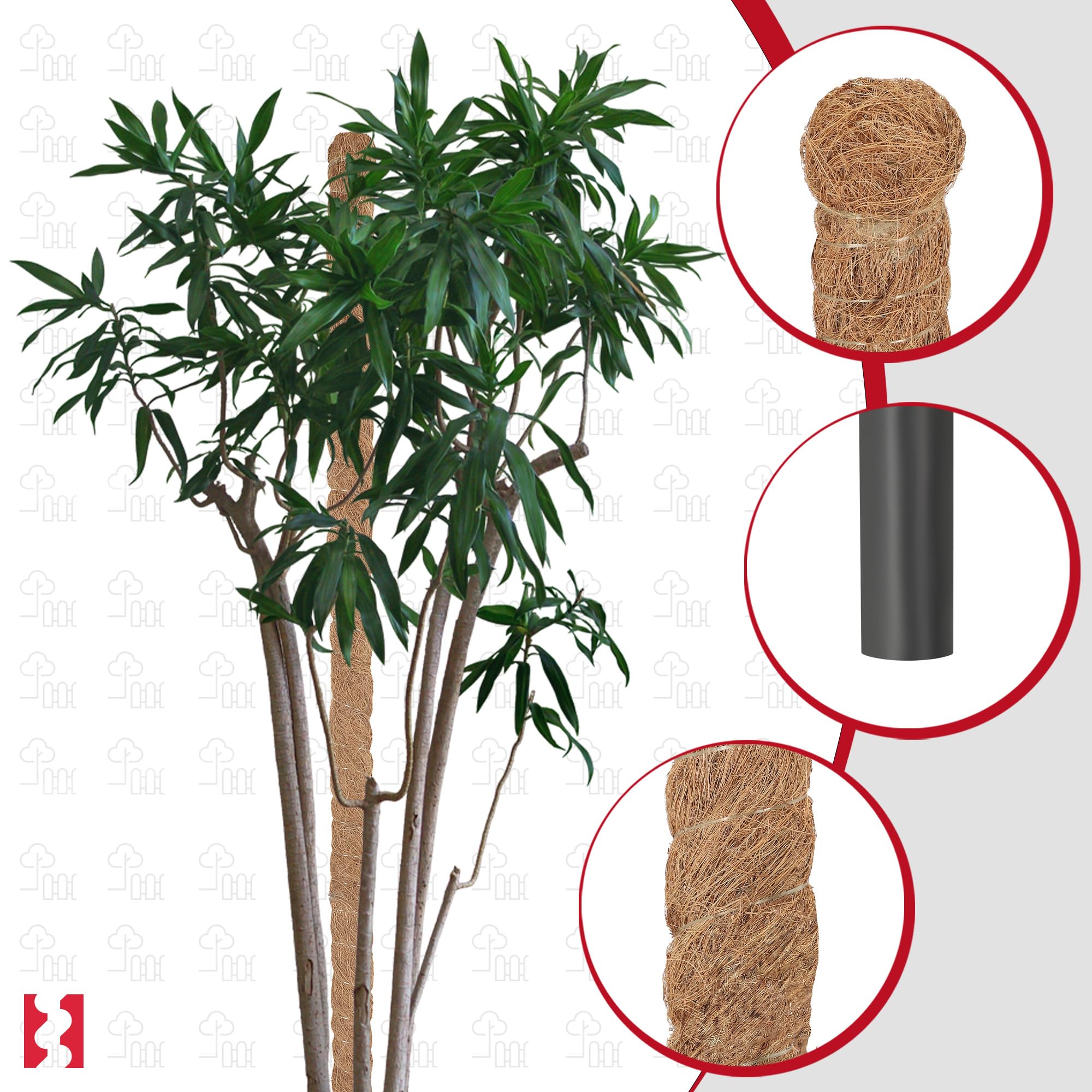 KOTARBAU® 4 uds Tutores para Plantas - Tutor Monstera - Fibra de Coco - ⌀ 3,2 x 180 cm - Marrón - Palos para Sujetar Plantas - Tutor Planta