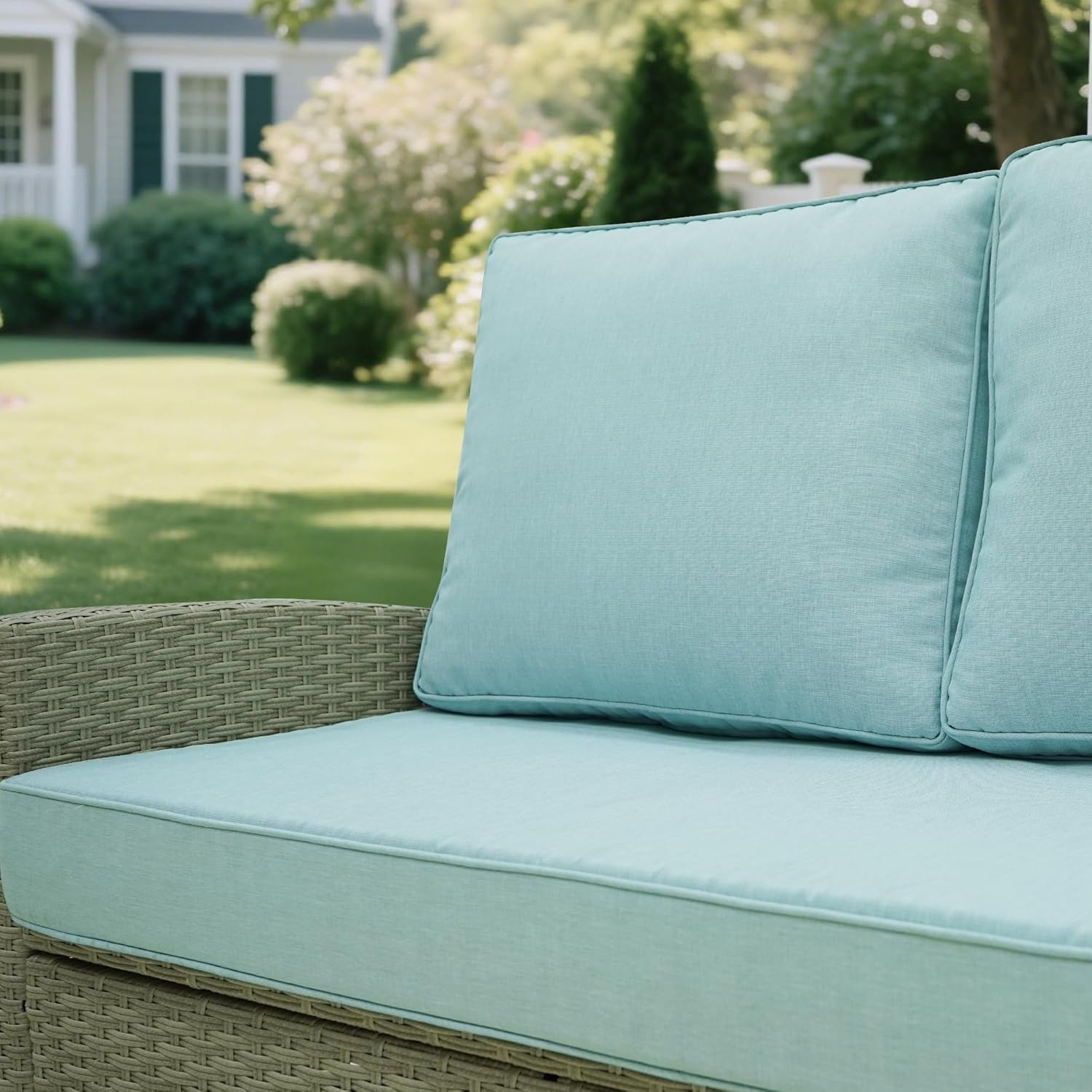 Outdoor Loveseat Cushions 48 x 24 inch,Olefin Fabric Patio Couch Cushions with Removable Cover,Rain-Proof and Fade Resistant Cushion Set for Couch, Bench, and Swing