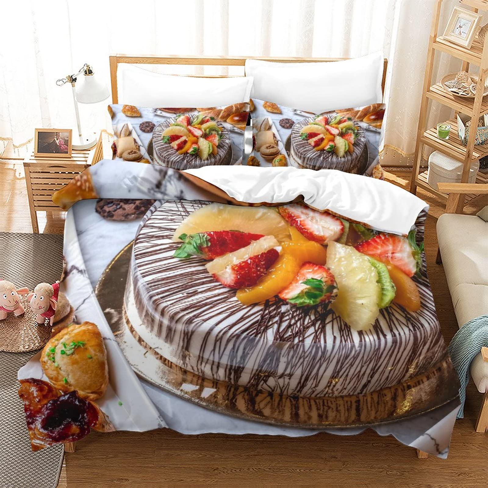 Housse de couette imprimée gâteau 3D, cadeau idéal pour anniversaire