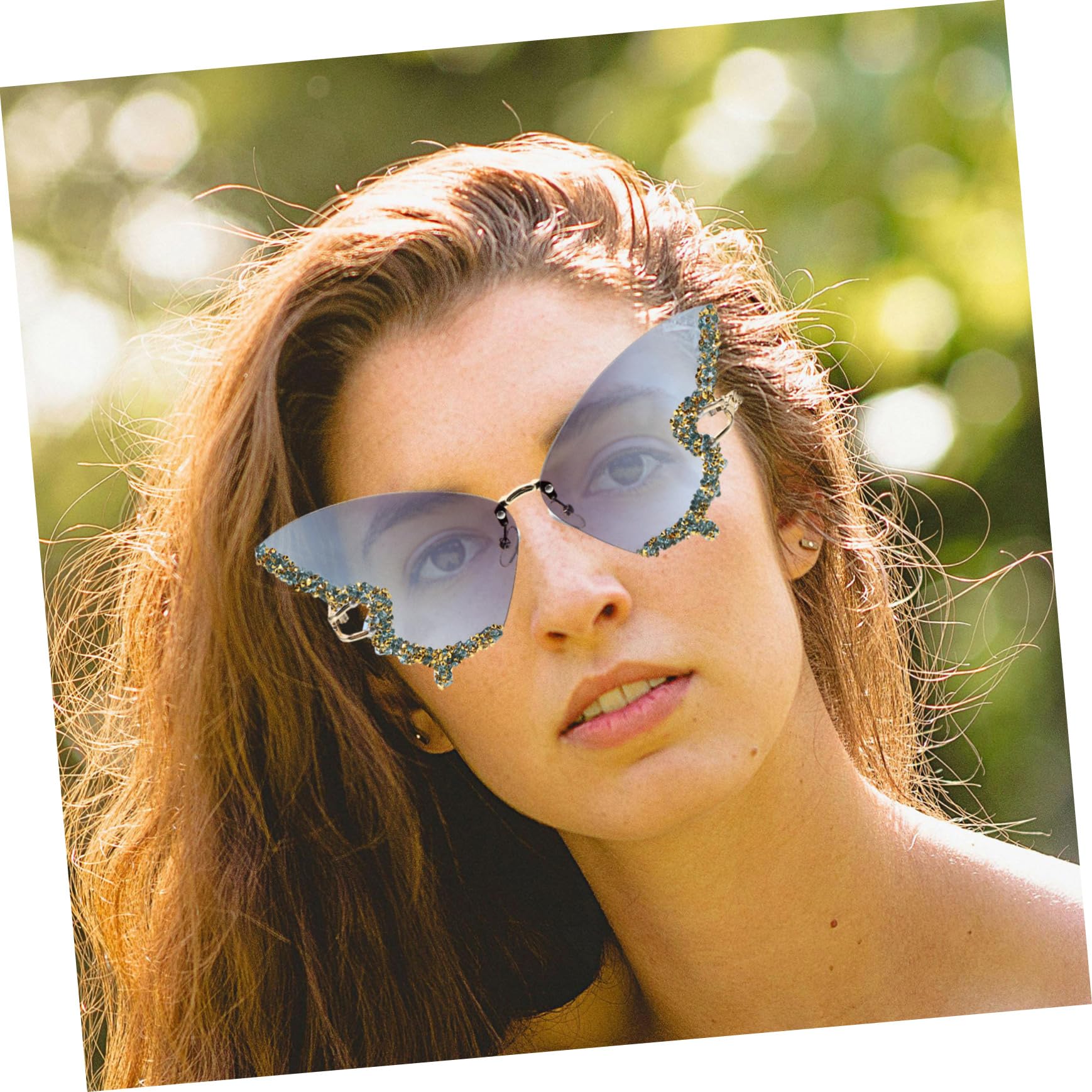 LIFKOME 3 Occhiali Da Sole Leggeri Alla Moda A Farfalla Senza Montatura Con Strass