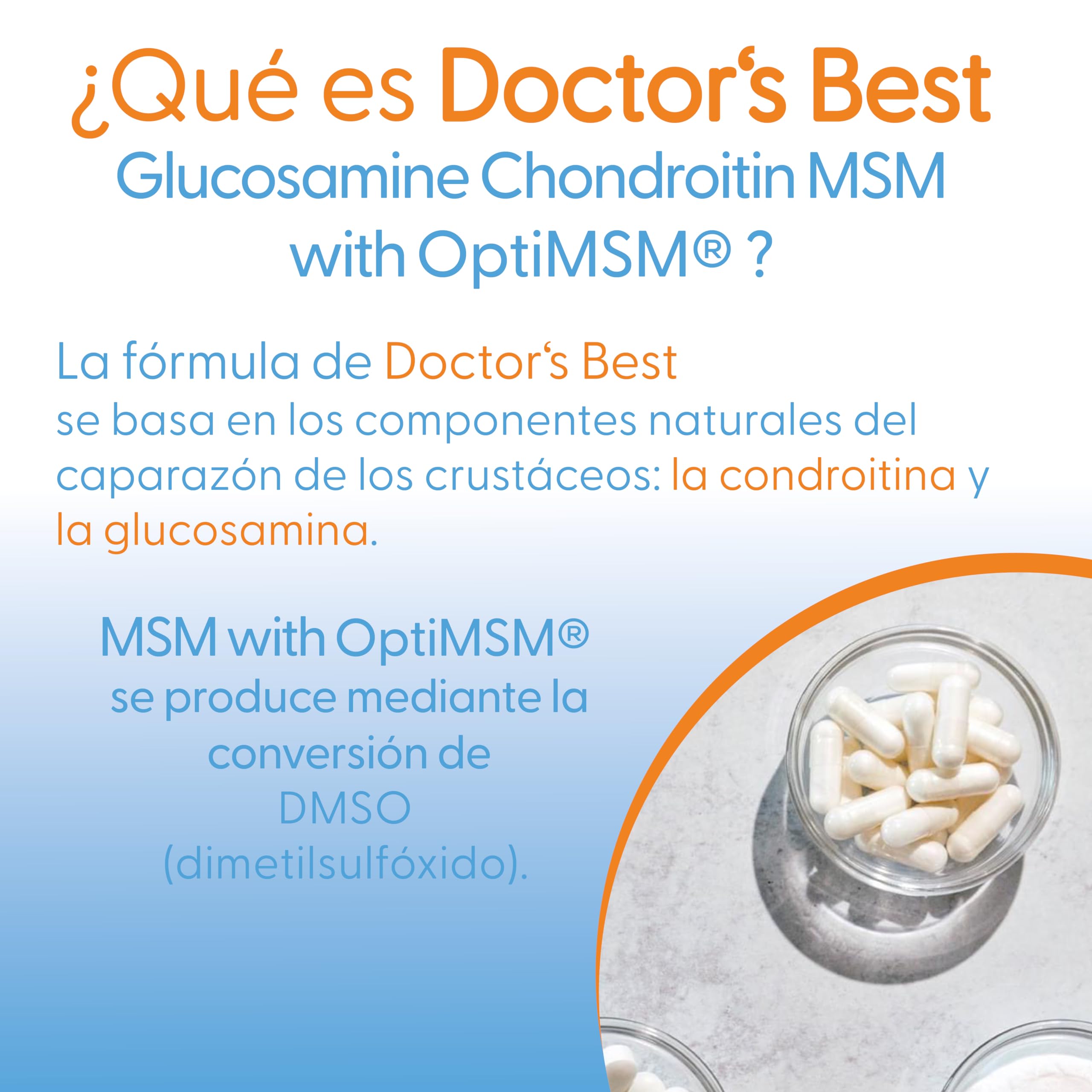 Doctor's Best, Glucosamin-Chondroitin MSM, con OptiMSM, 120 Cápsulas, Probado en Laboratorio, Sin Soja, Sin Gluten, No GMO