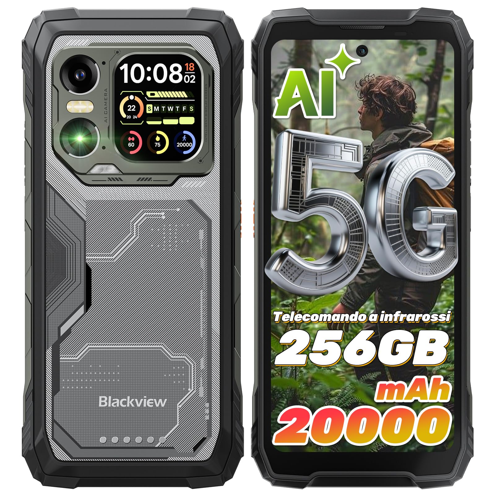 schermo resistenti 20000mah dual display android 15
