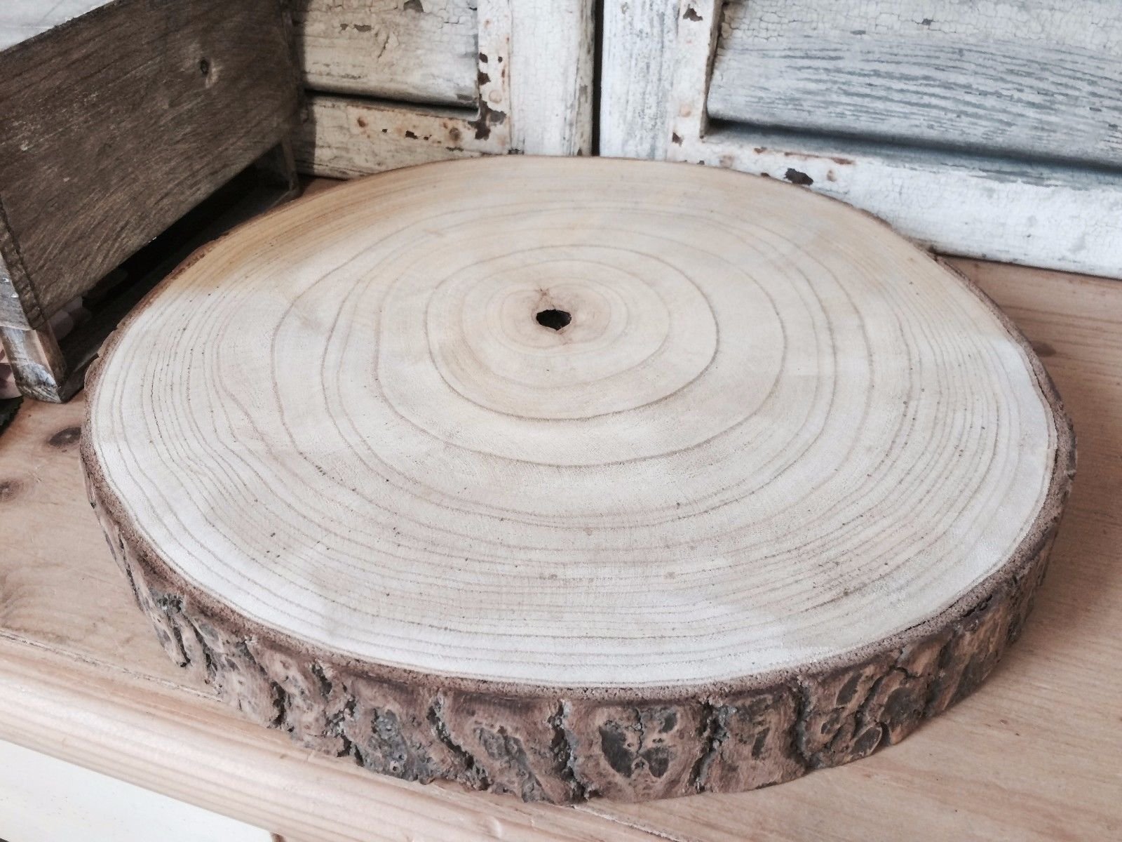 Large Natural Wood Log Slice Tree Bark Wedding Table Christmas Centerpiece Cake Stand