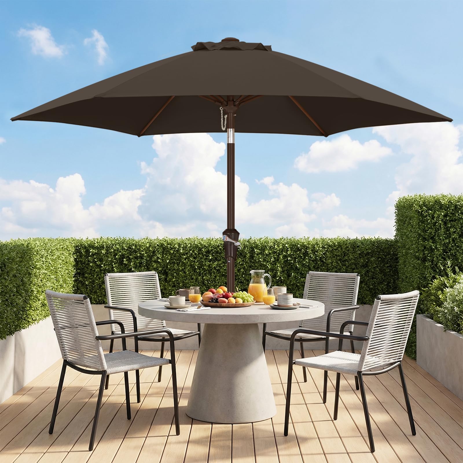 ABCCANOPY 7.5FT Patio Umbrella Outdoor 6 RibsTable Umbrella(Taupe)