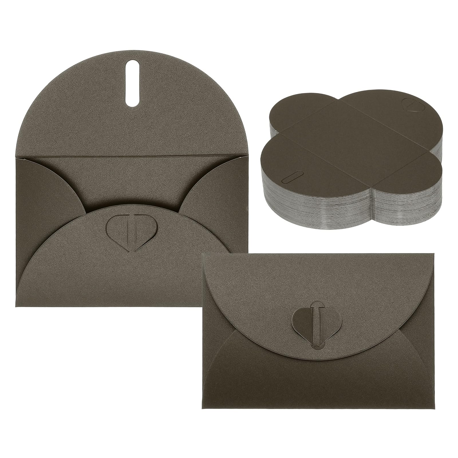 PATIKIL 100Pack Small Gift Cards Envelopes, Heart Clasp Brown Mini Card Envelopes for Business Card Easter Wedding Greeting Graduation Party Invitation, 4X3 Inches