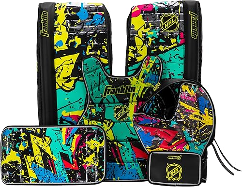 Miniatura 10 de Franklin Sports NHL Kids - Juego de almohadillas de portero de hockey callejero para niños, equipo de entrenamiento de hockey para niños, incluye