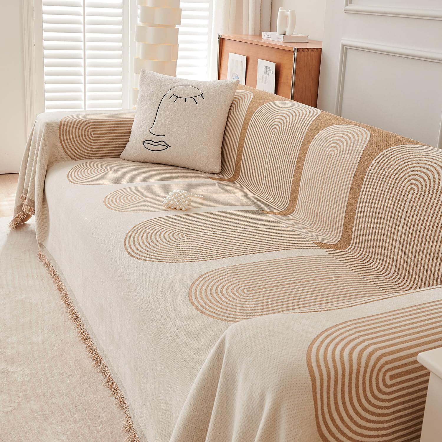 HOKIPO Chenille Sofa Cover - 3 Seater Throw -2