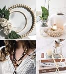1200Pcs Perles en bois de Noël pour l'artisanat, Perles rondes en bois Macrame Garland Boho DIY Bijoux, cadeaux (8mm, 10mm, 12mm, 14mm, 16mm, 20mm) avec 50 M de fils de coton