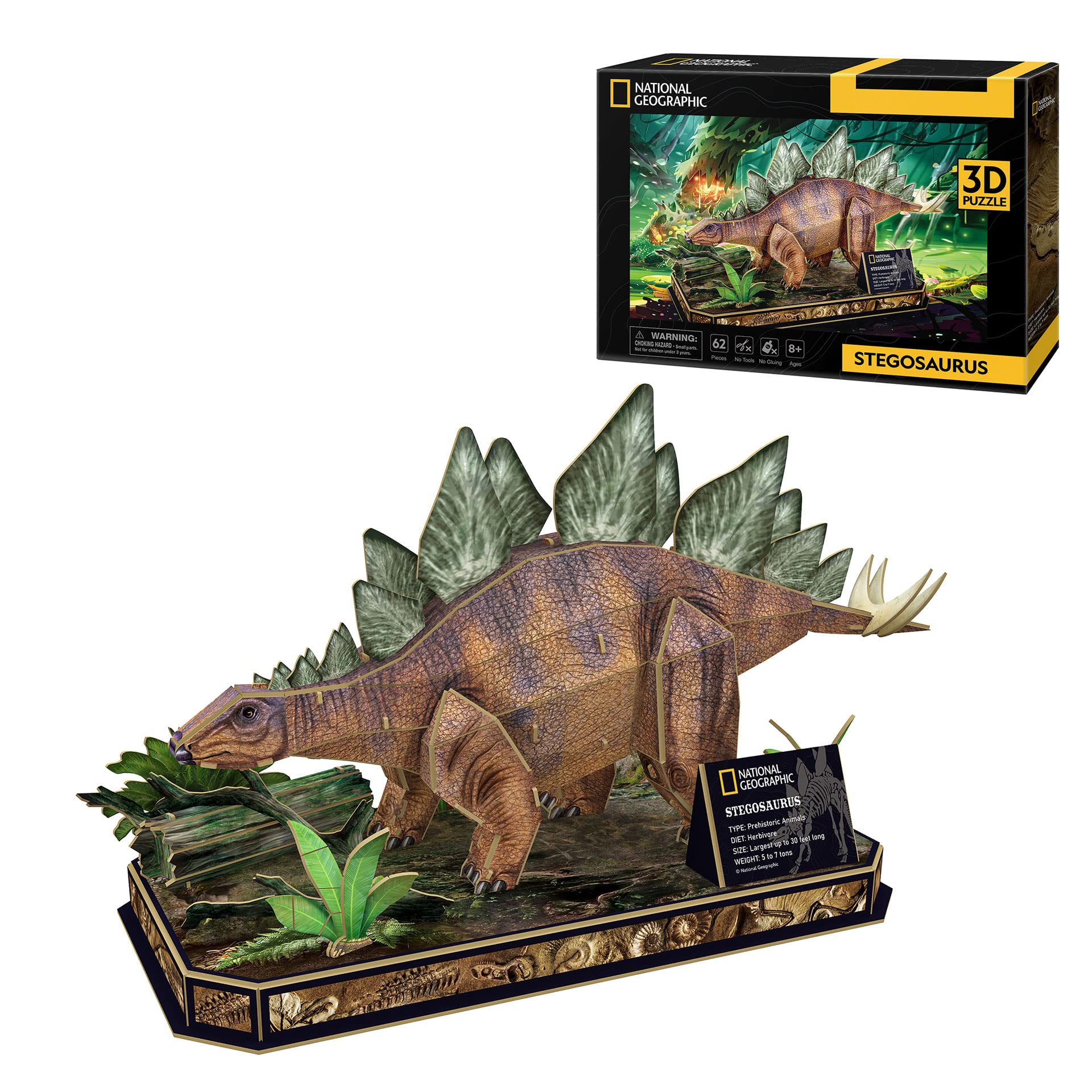 Puzzle 3D Niños Stegosaurus - Maquetas para Montar Niños Y Adultos | Puzzle 5 Años O Más | Puzzles 3D | 43 Piezas | Puzzle 3D Adultos | Regalos para Niños