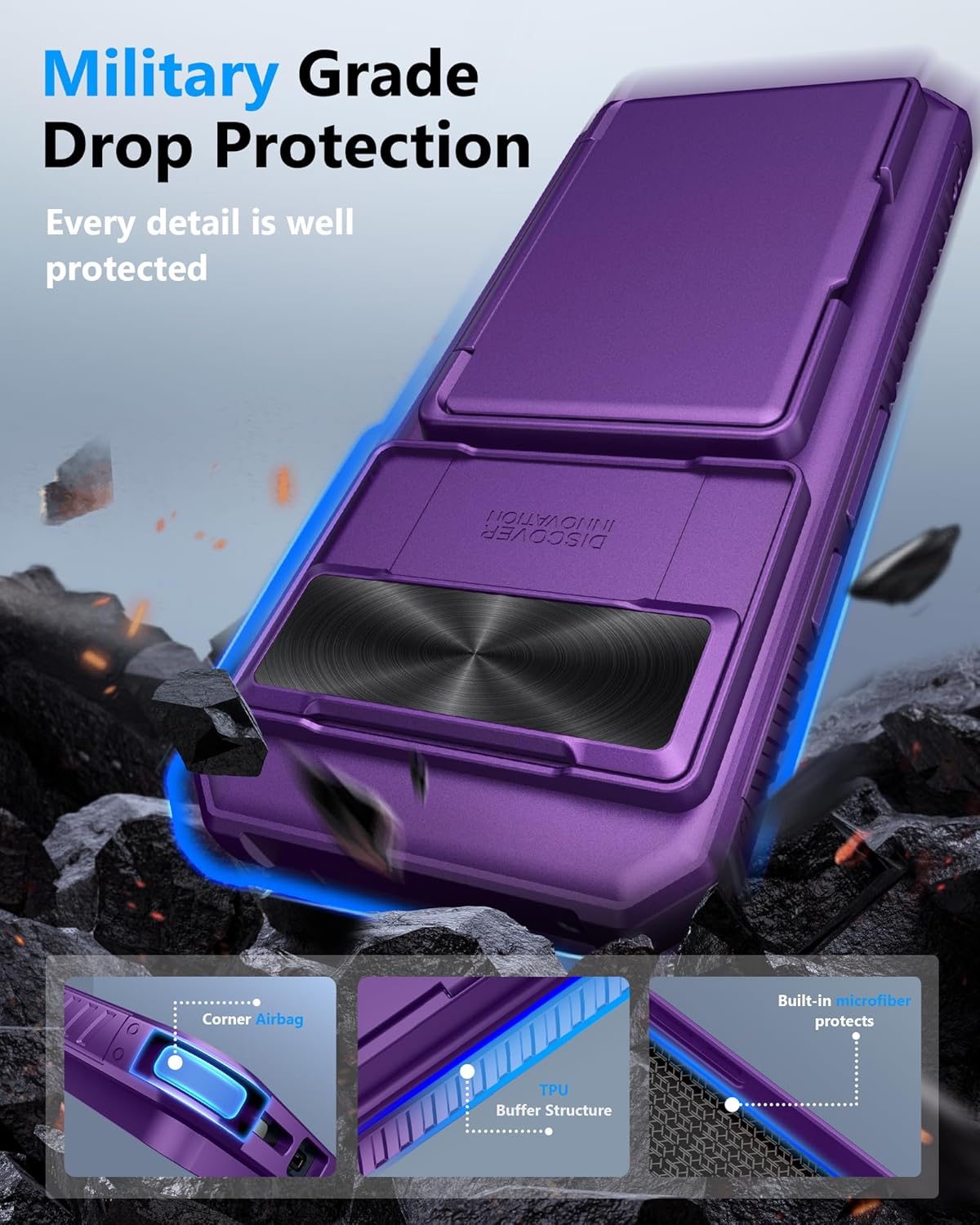 ATATOO for Google Pixel 10 Pro XL Case Wallet with HD Tempered Glass Screen Protector [2 Pack], Card Holder, Slide Camera Cover, Hard Case for Google Pixel 10 Pro XL 6.8", Dark Purple