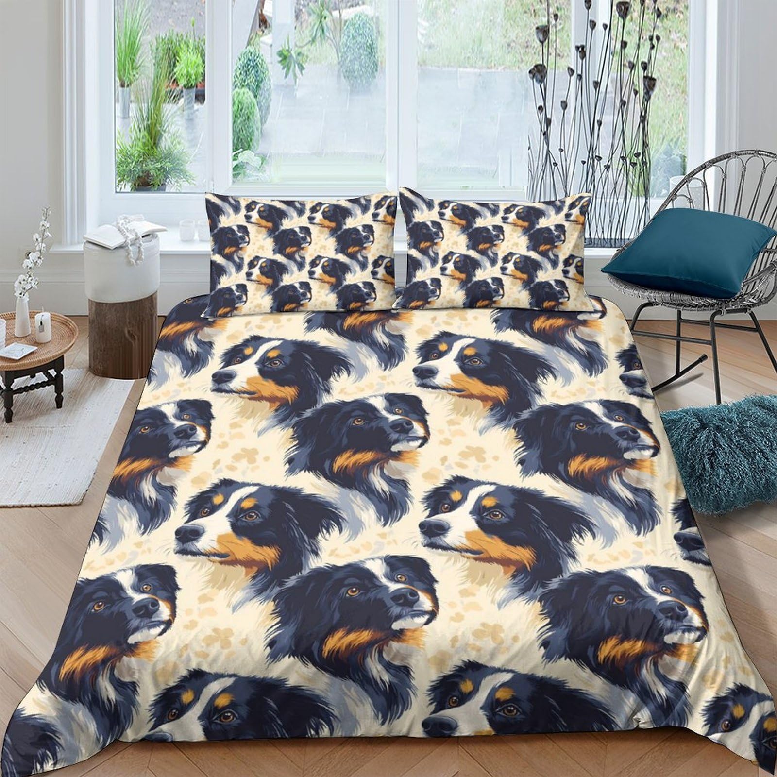 Ctjqhvkz Style-8 3D Printed Dog Portrait Fitted Sheet Microfiber Soft Breathable Dog Face Bed Cover For Bedroom Guest Room Decor Single（135X200cm）