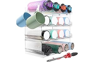 Stackable Water Bottle Organizer, Ideal Tumbler Organizer for Countertop Kitchen Cabinets, Fridge...