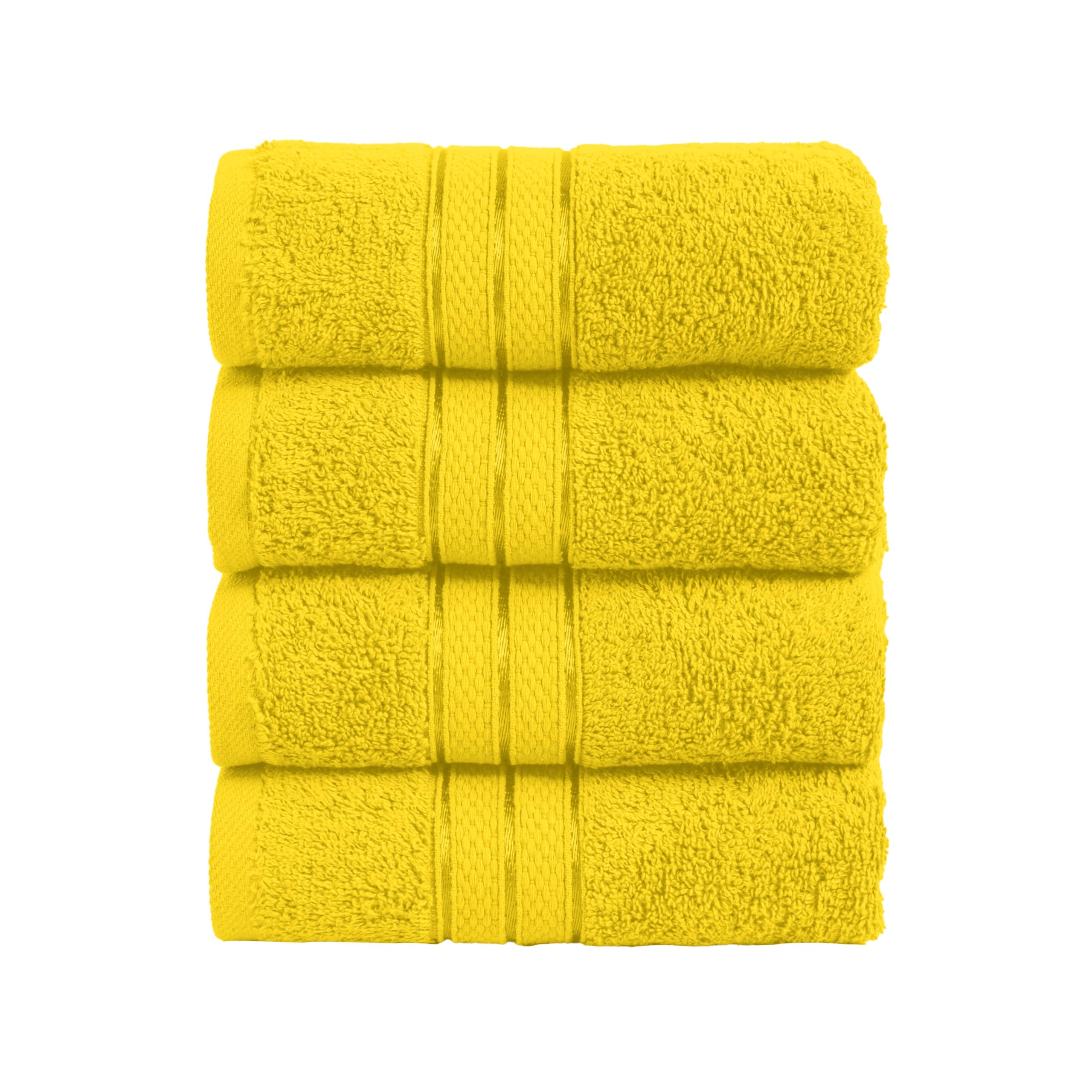 Elegant Comfort Three Line Popcorn Towel Set for Bathroom 16 x 28 inches, Premium Hotel Quality 4-Pack Hand Towels, 100% Turkish Cotton, Soft and Durable, Quick Dry and Highly Absorbent, Yellow