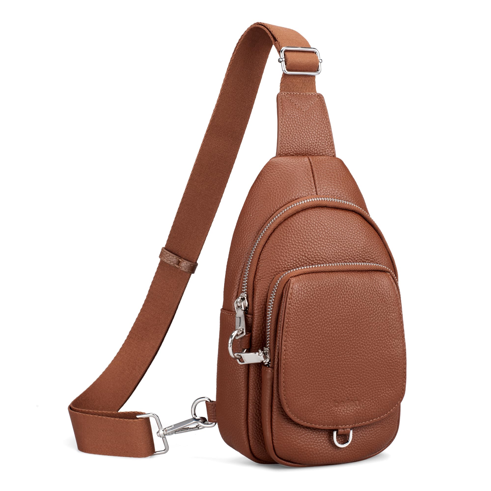 befen Anti Theft Genuine Leather Sling Bag for Women RFID Small Crossbody Bag Chest Bag Leather Fanny Packs