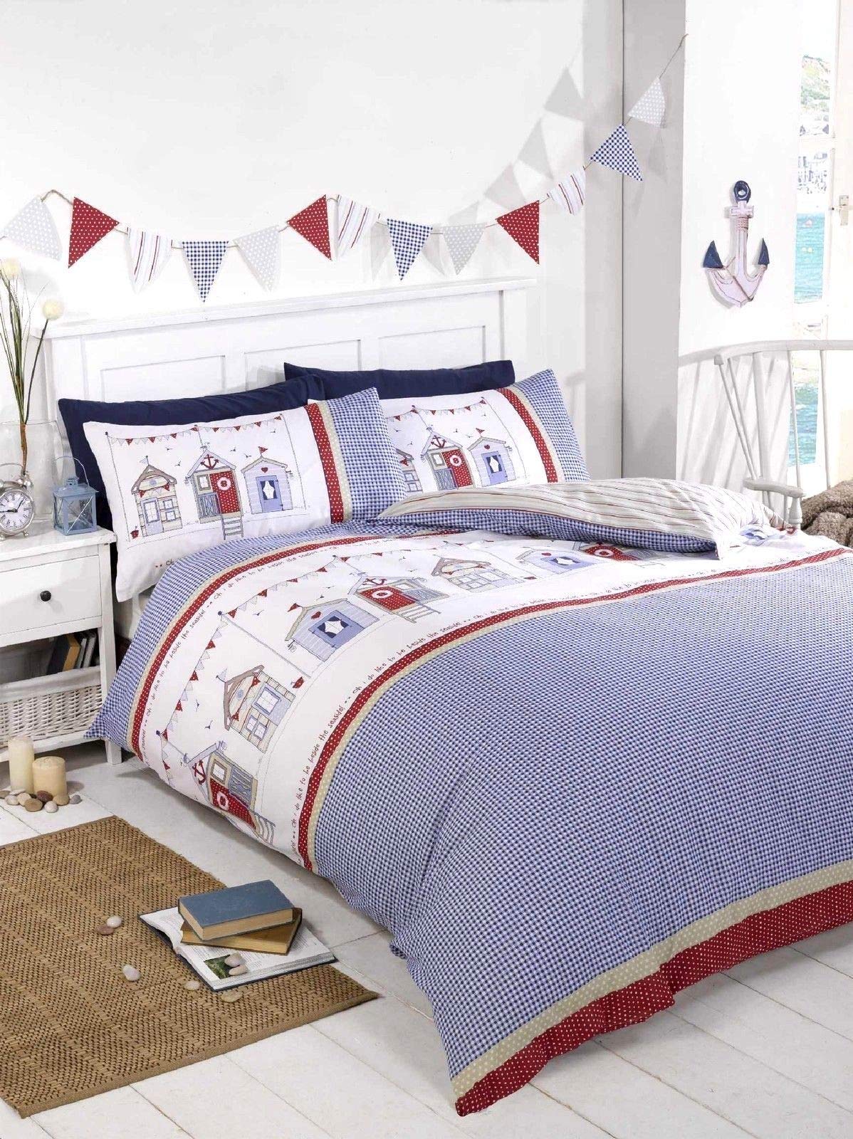 Beach Hut Double Duvet Cover and Pillowcase Set