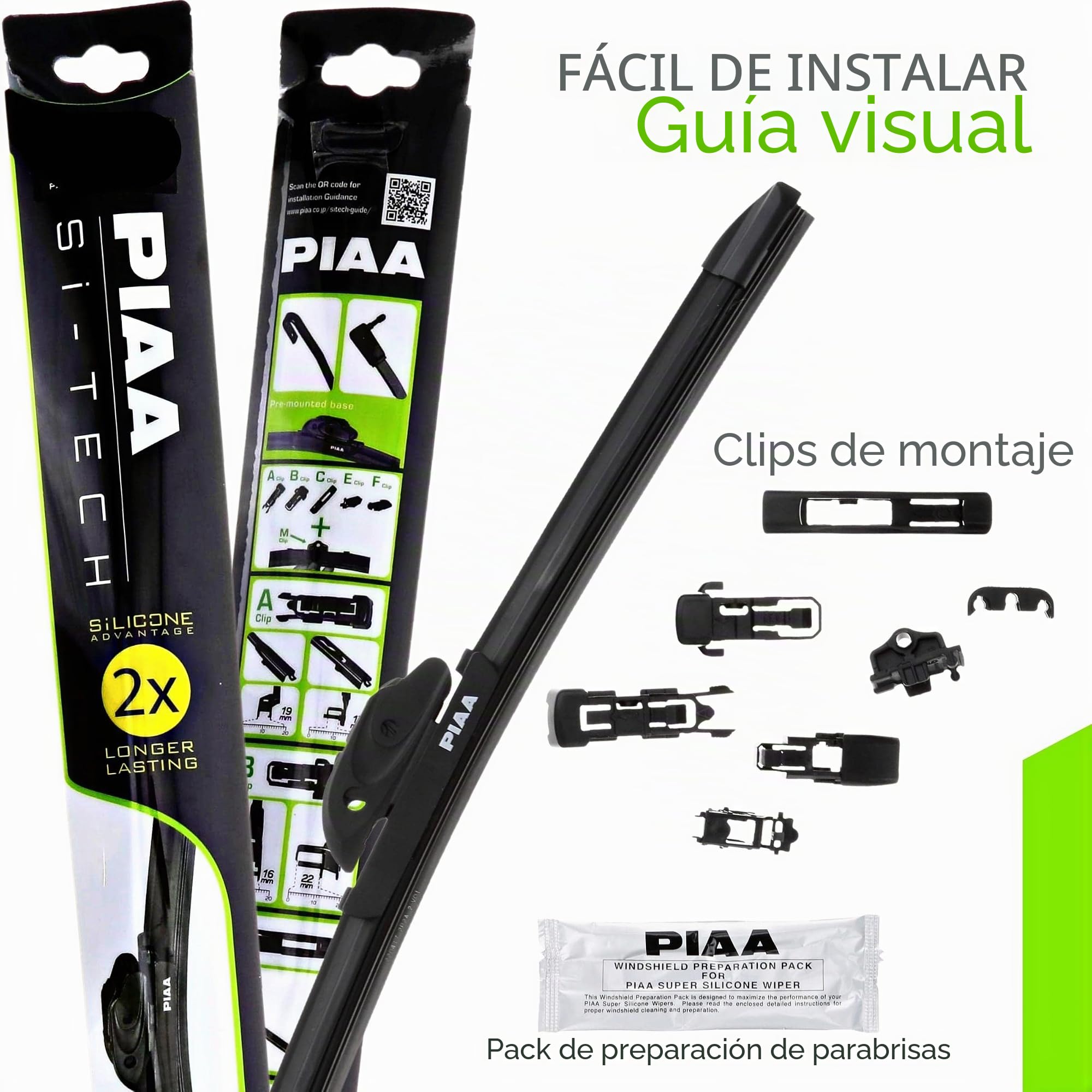 Piaa 97060 - Limpiaparabrisas de silicona Si-Tech de 24 pulgadas (600 mm), repuesto de limpiaparabrisas OEM prémium para todas las estaciones