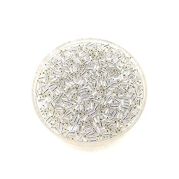 Amazon.com: Miyuki #1 Glass Bugle Beads 3x1.5mm Silver Lined