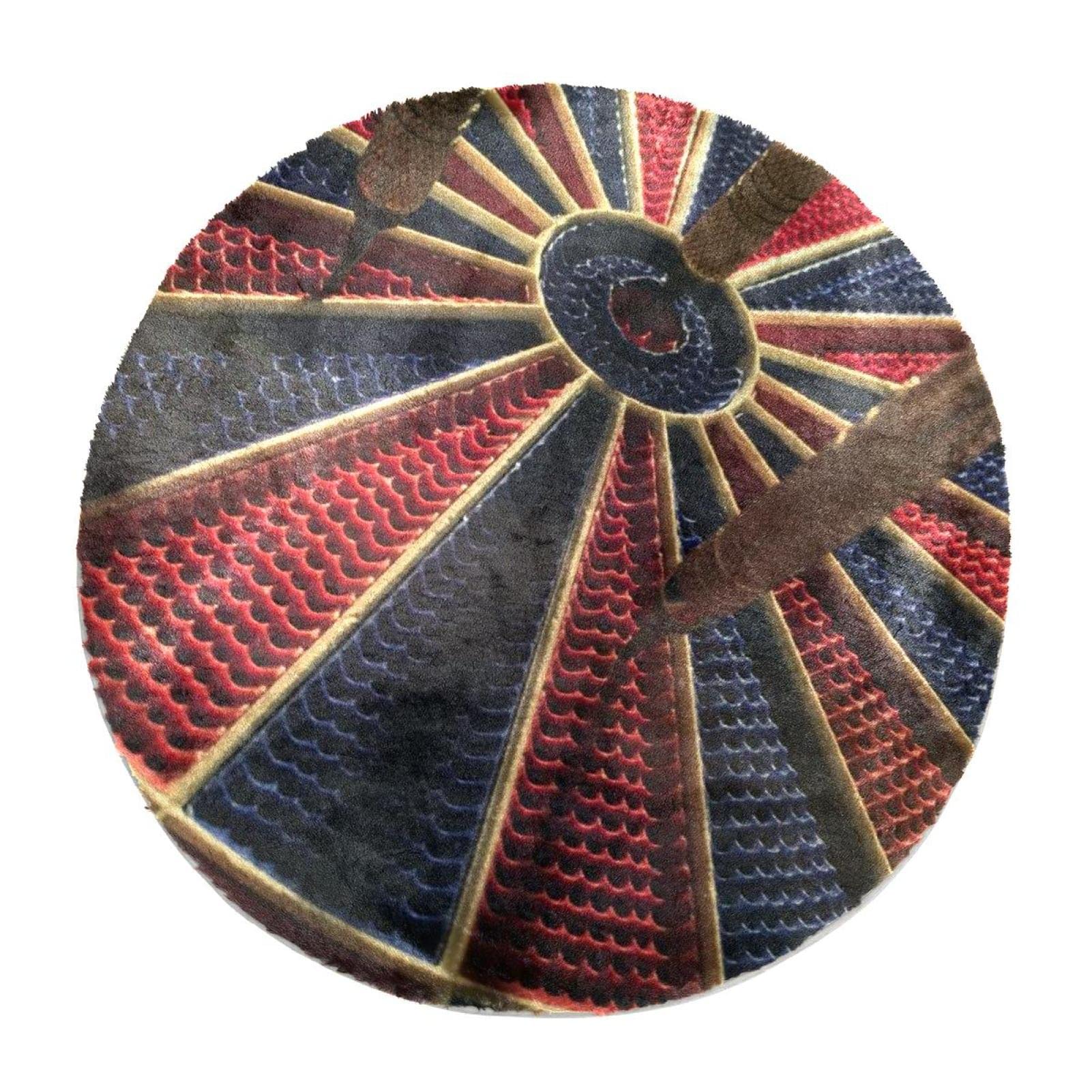 Tapis fausse fourrure lapin rond rouge noir pour sol froid de chambre