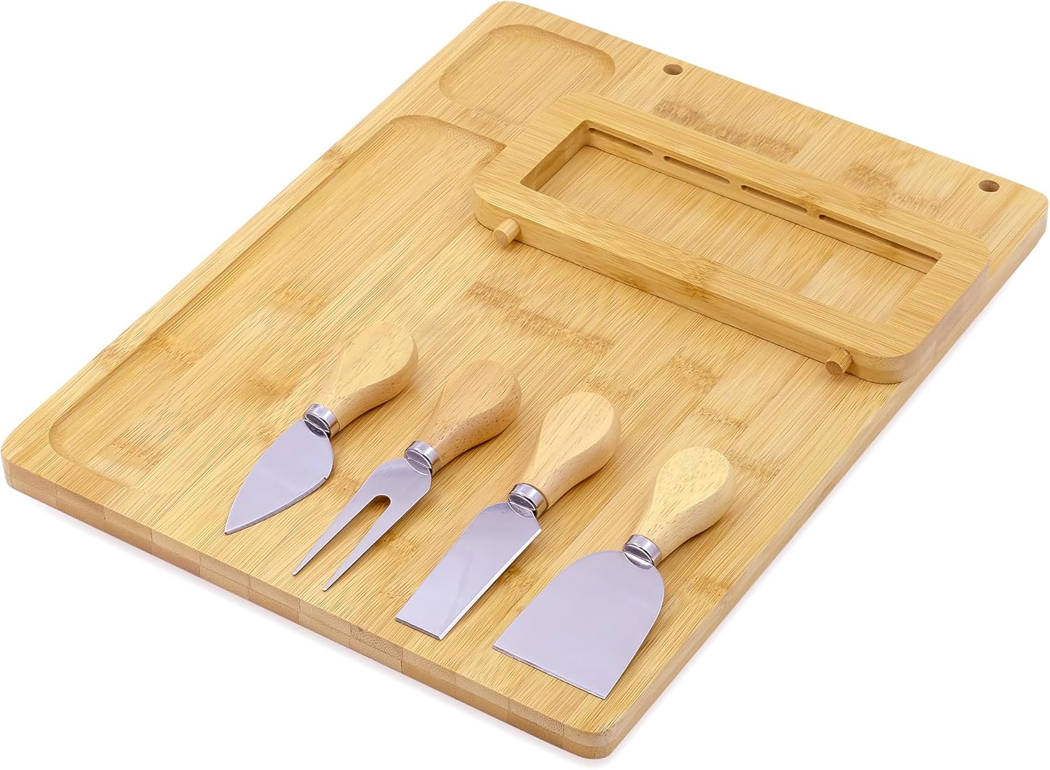 Bamboo Charcuterie Boards Cheese Board Knife Set,House Warming Gifts for New Home Gift for Mom Couples Bridal Shower Bridesmaid Gifts (14 x 11 x 0.59 inches) - Image 6